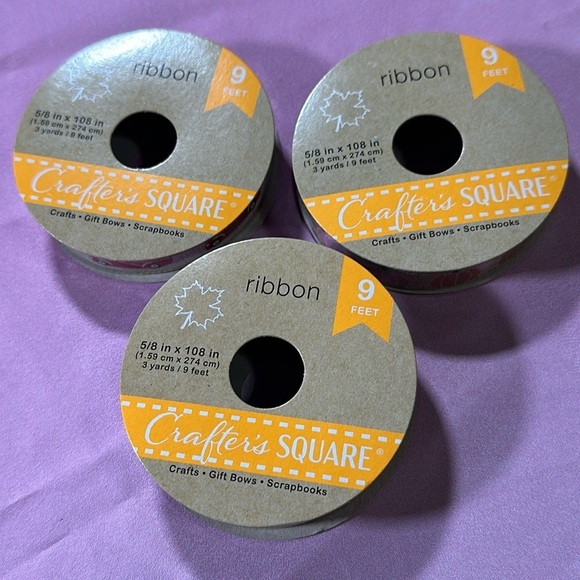 Crafters Square Ribbon Lot of 3 - 3 yards each Fall theme Pumpkin Thanksgiving - Picture 5 of 6